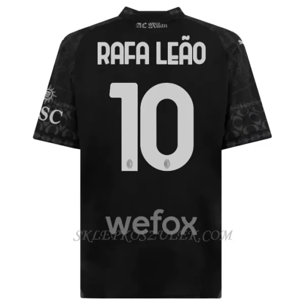 Koszulka Piłkarska AC Milan Rafael Leão 10 Dziecięca Czwarta 2023/24 Czarny