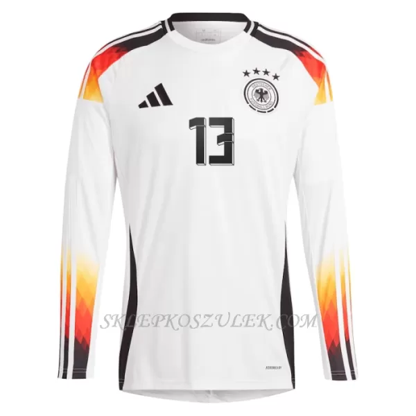 Koszulka Piłkarska Niemcy Thomas Müller 13 Męska Domowa Euro 2024 Długi Rękaw