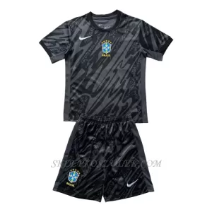 Koszulka Piłkarska Bramkarska Brazylia Dziecięca 2024 Czarny