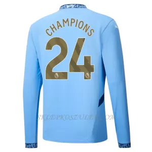 Koszulka Piłkarska Manchester City Champions 24 Męska Domowa 2024/25 Długi Rękaw