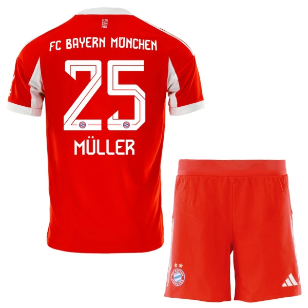 Koszulka Piłkarska FC Bayern Monachium Thomas Müller 25 Dziecięca Domowa 2025/26 Koszulka Piłkarska FC Bayern Monachium Thomas Müller 25 Dziecięca Domowa 2025/26