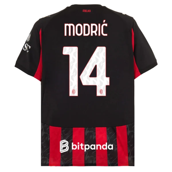 Koszulka Piłkarska AC Milan Luka Modrić 14 Męska Domowa 2025/26 Koszulka Piłkarska AC Milan Luka Modrić 14 Męska Domowa 2025/26