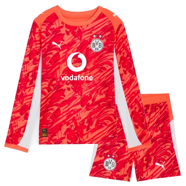 Koszulka Piłkarska Bramkarska Borussia Dortmund Dziecięca 2025/26 Długi Rękaw Czerwony
