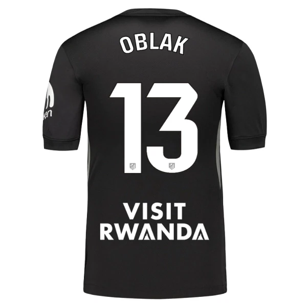 Koszulka Piłkarska Bramkarska Atlético Madryt Jan Oblak 13 Dziecięca 2025/26 Czarny
