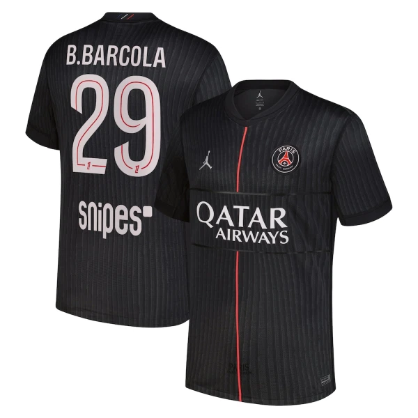 Koszulka Piłkarska Paris Saint-Germain B. Barcola 29 Męska Czwarta Jordan 2025/26