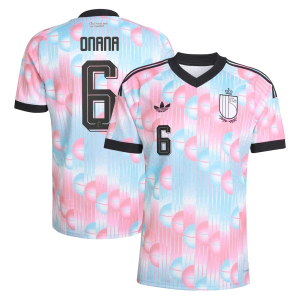 Koszulka Piłkarska Belgia Onana 6 Męska Wyjazdowa Mistrzostwa Świata 2026