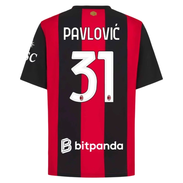 Koszulka Piłkarska AC Milan Pavlovic 31 Męska Domowa 2026/27 Koszulka Piłkarska AC Milan Pavlovic 31 Męska Domowa 2026/27