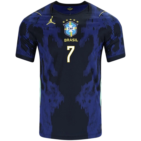 Koszulka Piłkarska Brazylia Vinicius Junior 7 Dziecięca Wyjazdowa Mistrzostwa Świata 2026